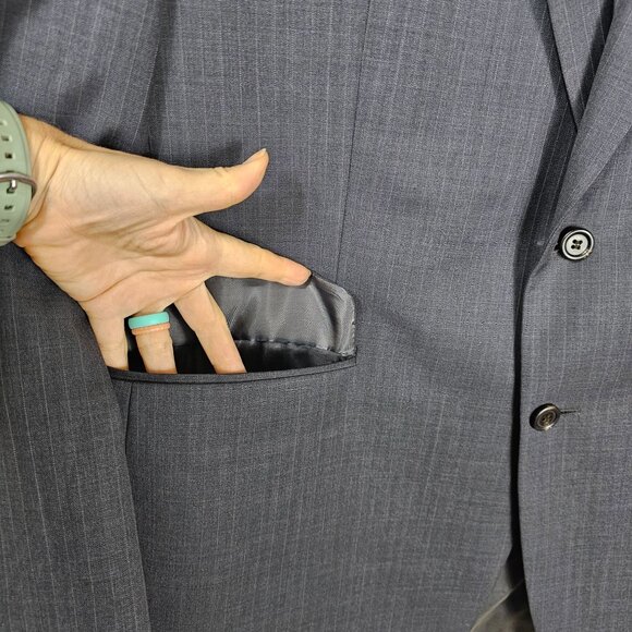 Lauren Ralph Lauren Mens Pinstripe Wool Blazer Jacket Sz 44L Gray Quiet Luxury - Picture 6 of 13